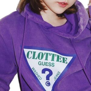Guess x Clottee Hoodie Jacket Pullover Purple Sweatshirt Top • NEW WITH TAGS